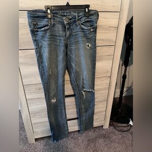 American Eagle Outfitters Distressed Skinny Jeans in Blue